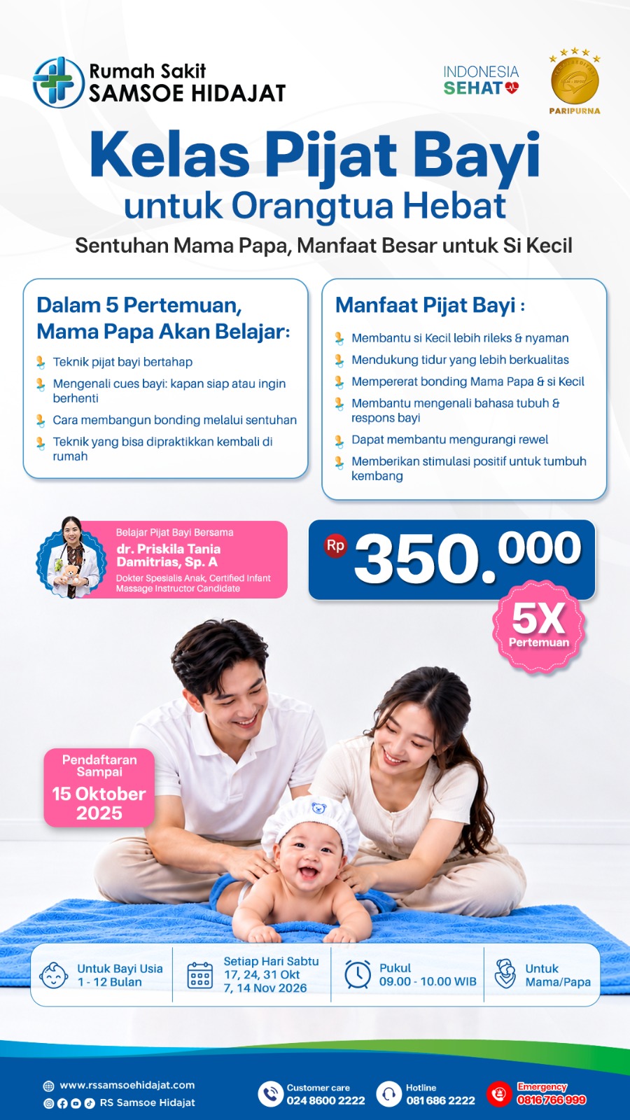 Kelas Pijat Bayi untuk Orangtua Hebat